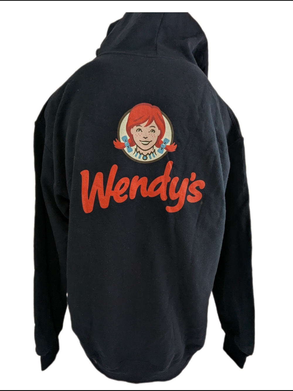 Wendy's NWOT Blue  Hoodie With Logo On Back Medium Unisex
